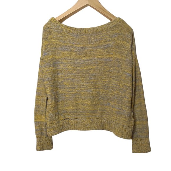 Free People In My Pocket Small Marled Yellow Cotton Blend Pullover Sweater - Picture 4 of 7